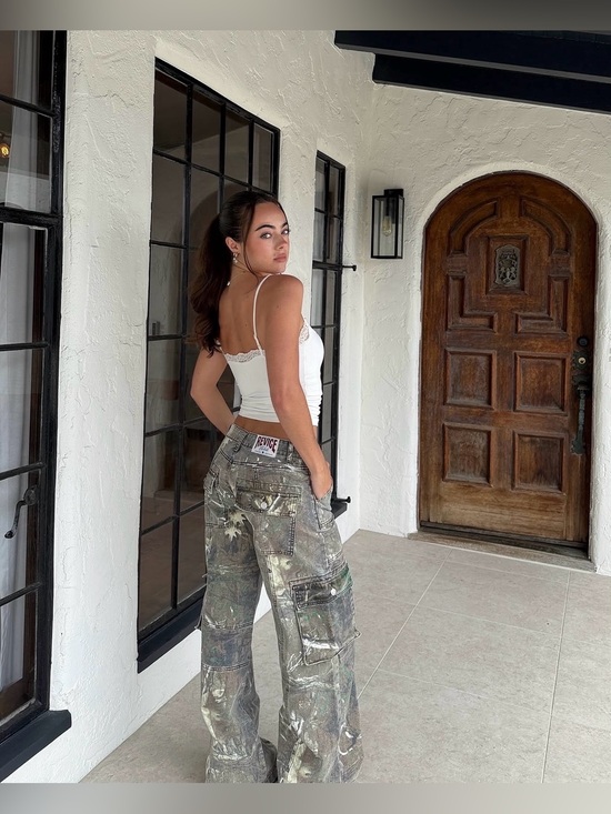 REVICE Pants - REVICE Camouflage Wide Leg Cargo Pants - Green Mix
